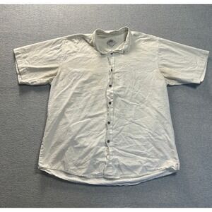Blanc du‎ Nil  Button Up Shirt Mens Large Linen Blend WhiteShort Sleeve Resort